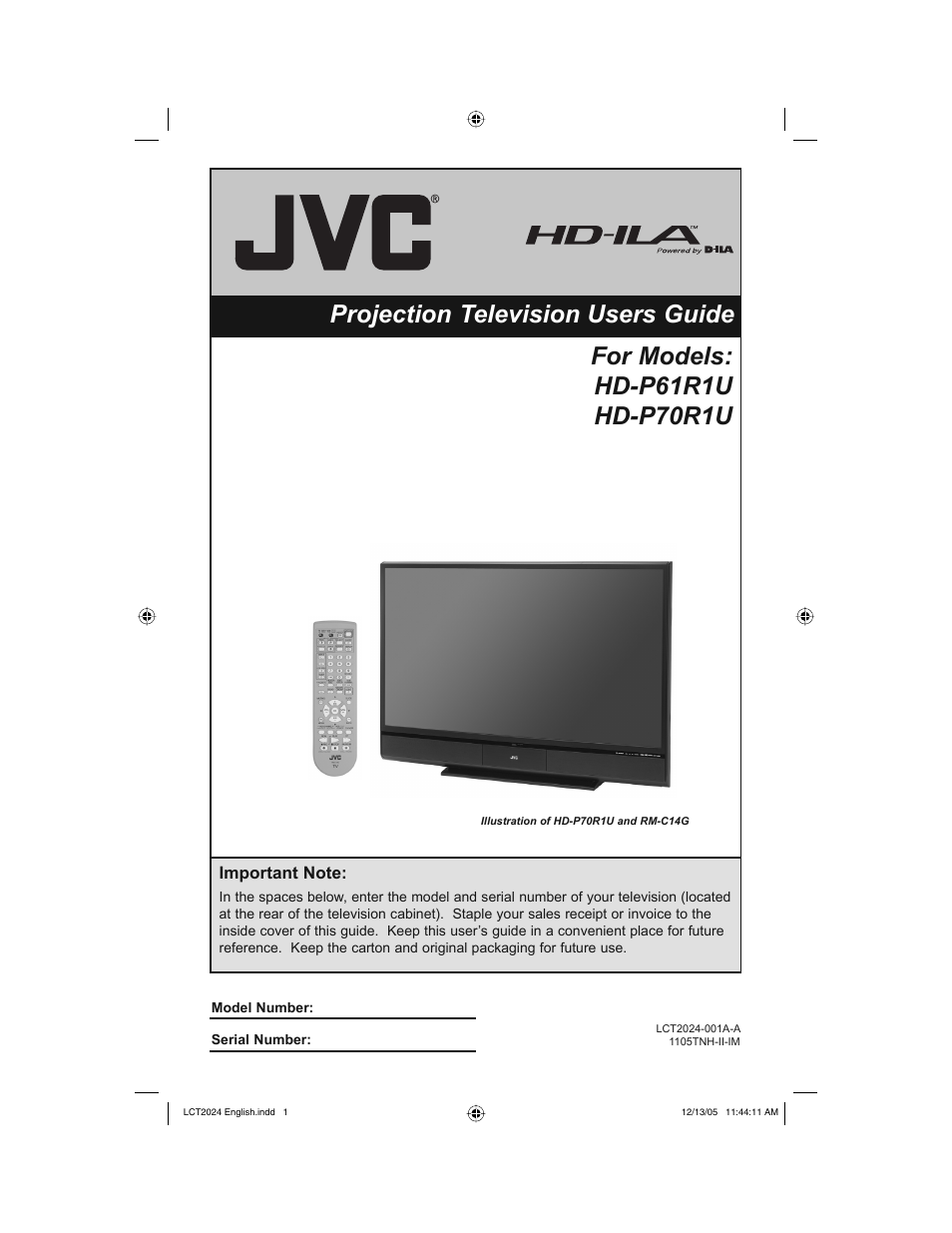 JVC HD-P70R1U User Manual | 112 pages