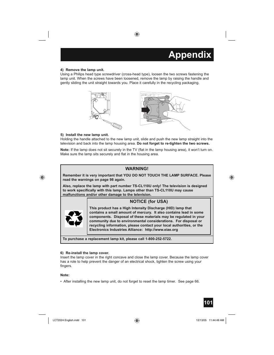 Appendix | JVC HD-P70R1U User Manual | Page 101 / 112