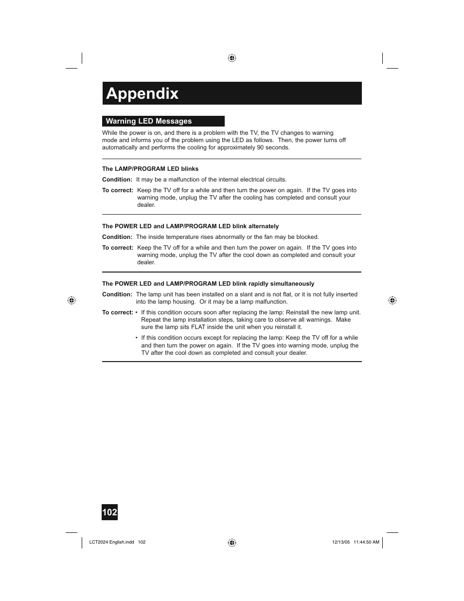 Appendix | JVC HD-P70R1U User Manual | Page 102 / 112