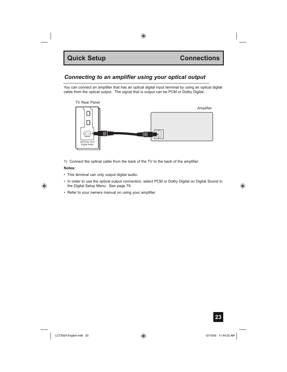 Quick setup connections | JVC HD-P70R1U User Manual | Page 23 / 112