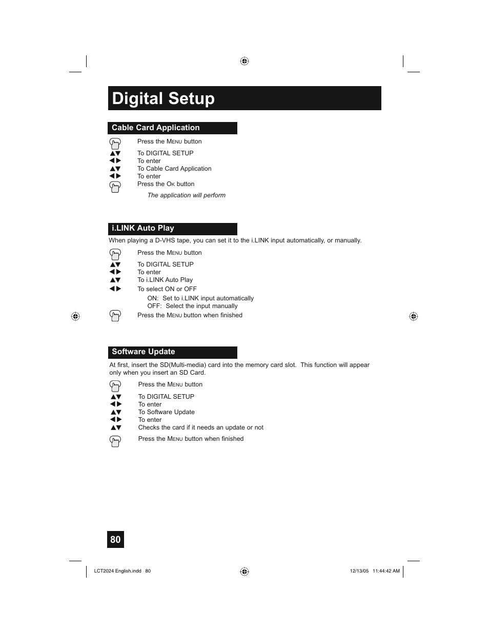 Digital setup | JVC HD-P70R1U User Manual | Page 80 / 112