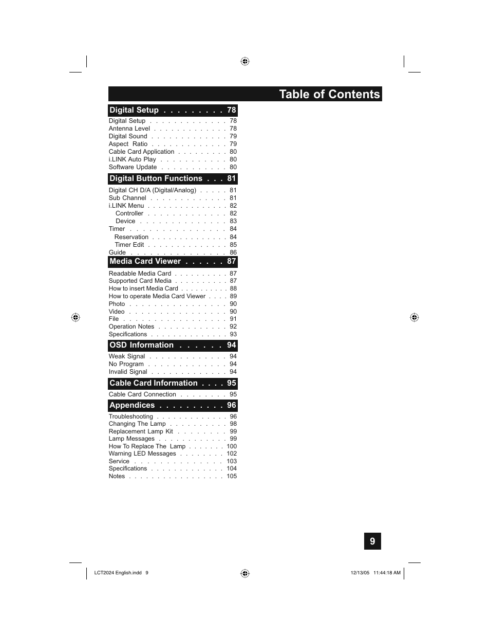 JVC HD-P70R1U User Manual | Page 9 / 112