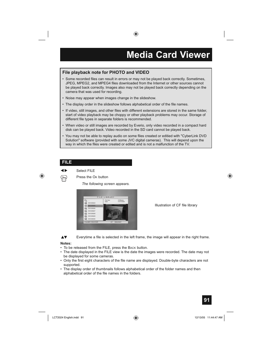 Media card viewer, File | JVC HD-P70R1U User Manual | Page 91 / 112