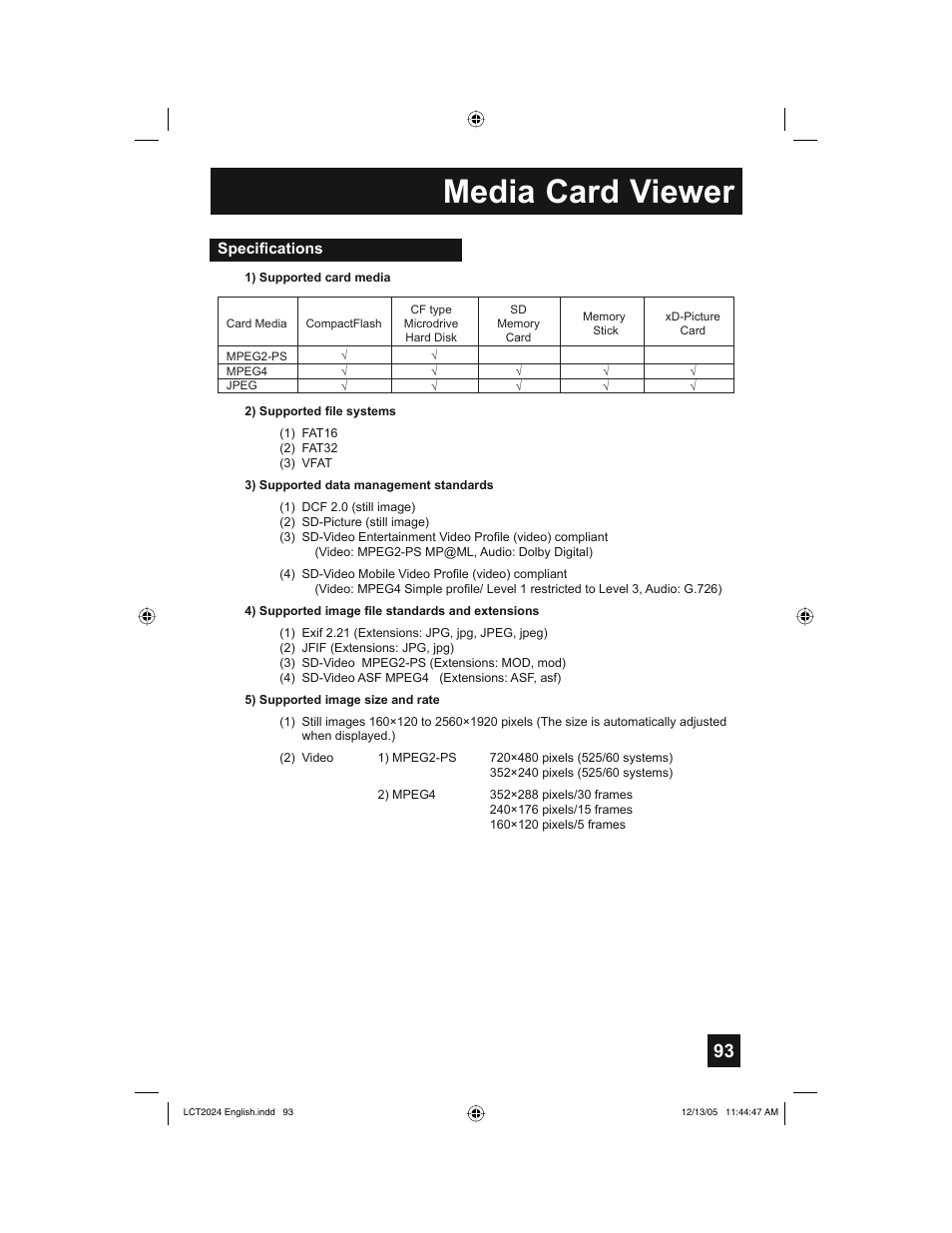 Media card viewer | JVC HD-P70R1U User Manual | Page 93 / 112