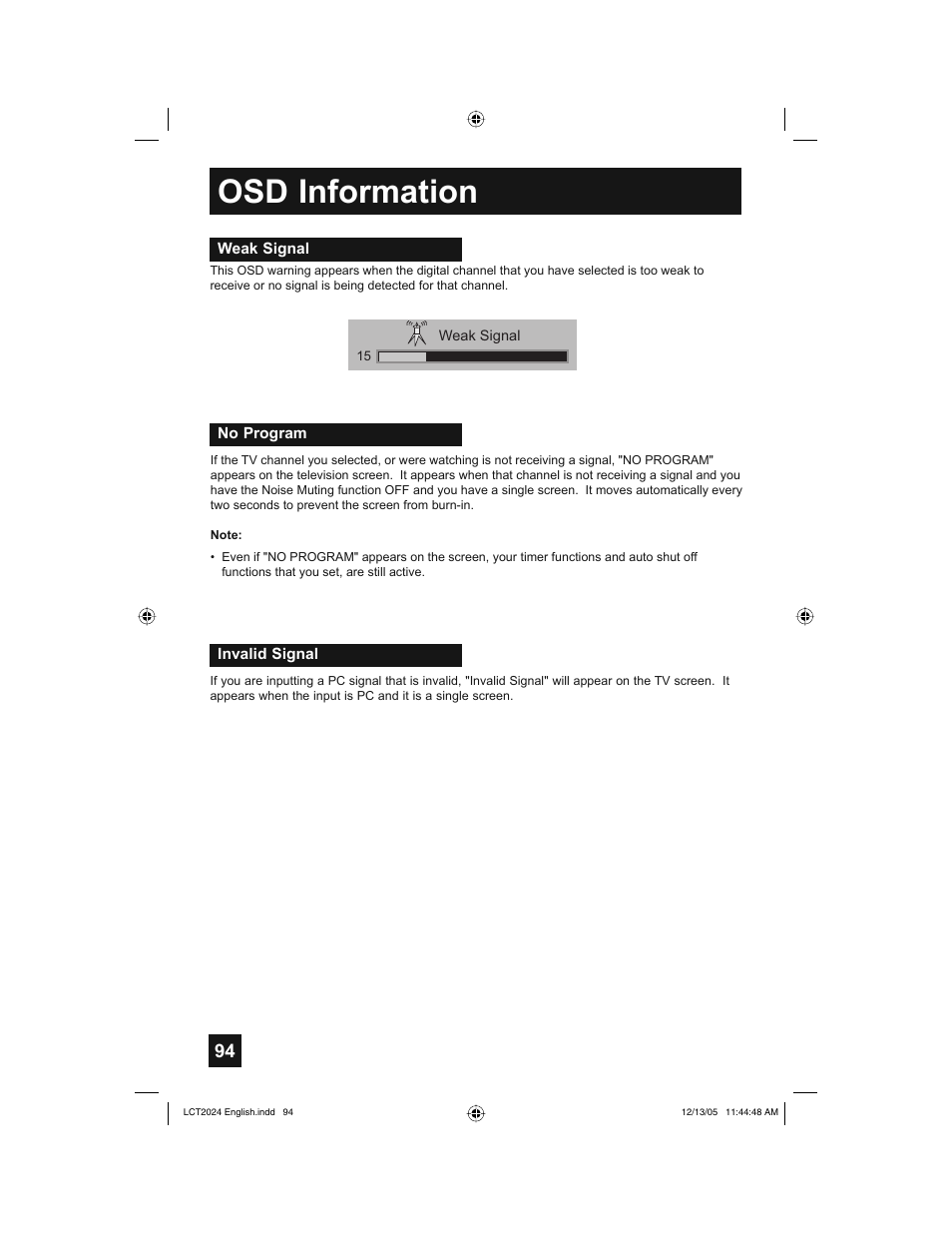 Osd information | JVC HD-P70R1U User Manual | Page 94 / 112