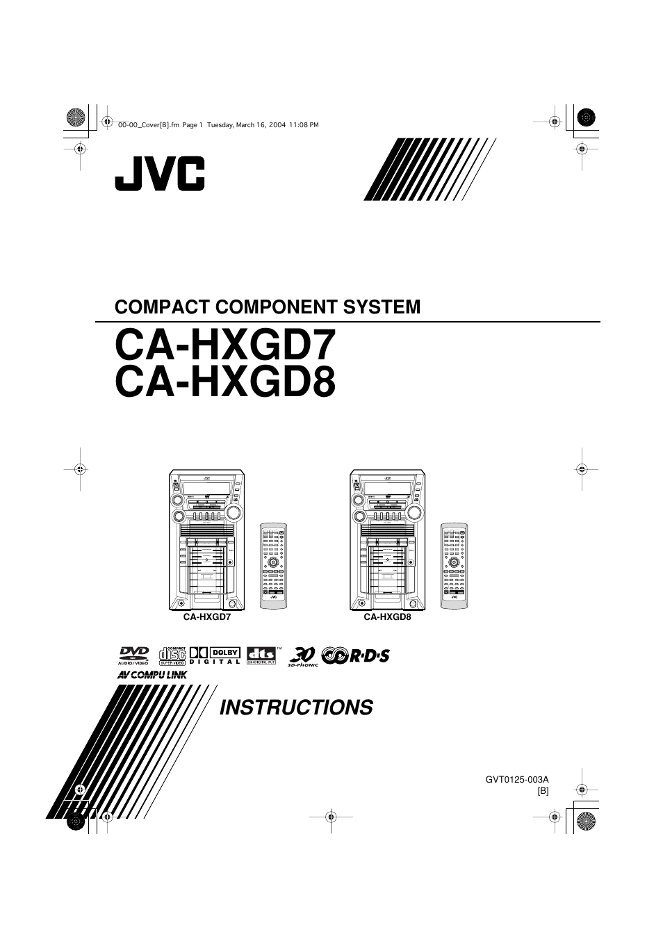 JVC CA-HXGD8 User Manual | 60 pages