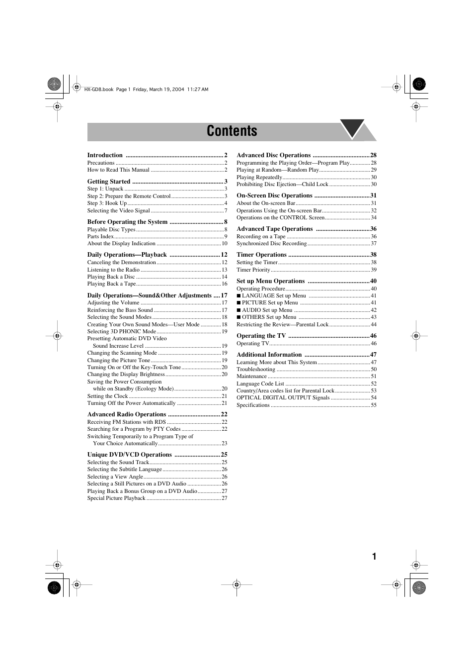 JVC CA-HXGD8 User Manual | Page 3 / 60