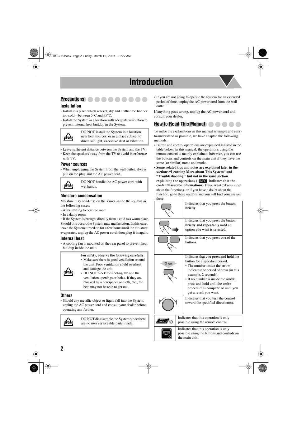 Introduction | JVC CA-HXGD8 User Manual | Page 4 / 60