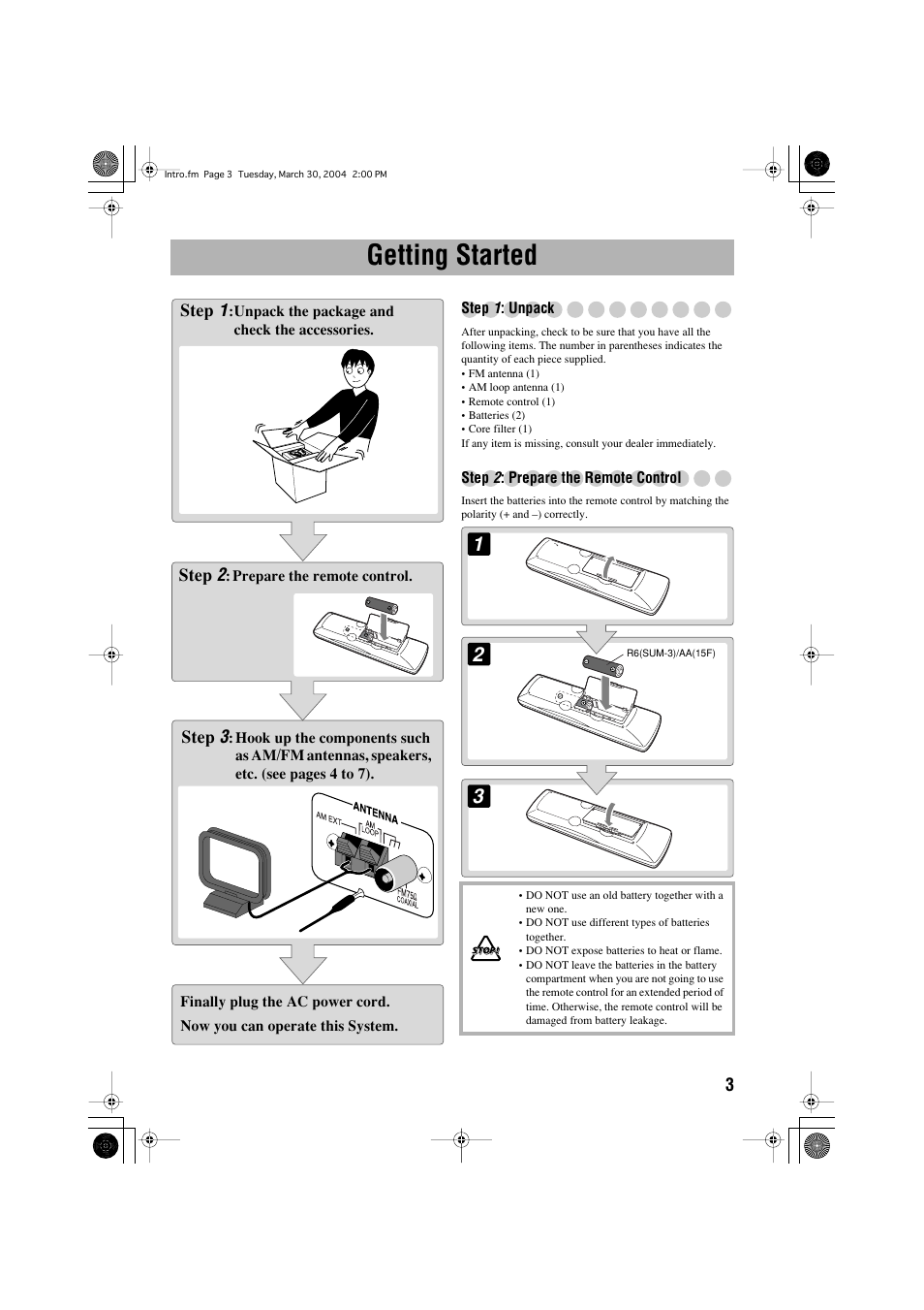 Getting started | JVC CA-HXGD8 User Manual | Page 5 / 60