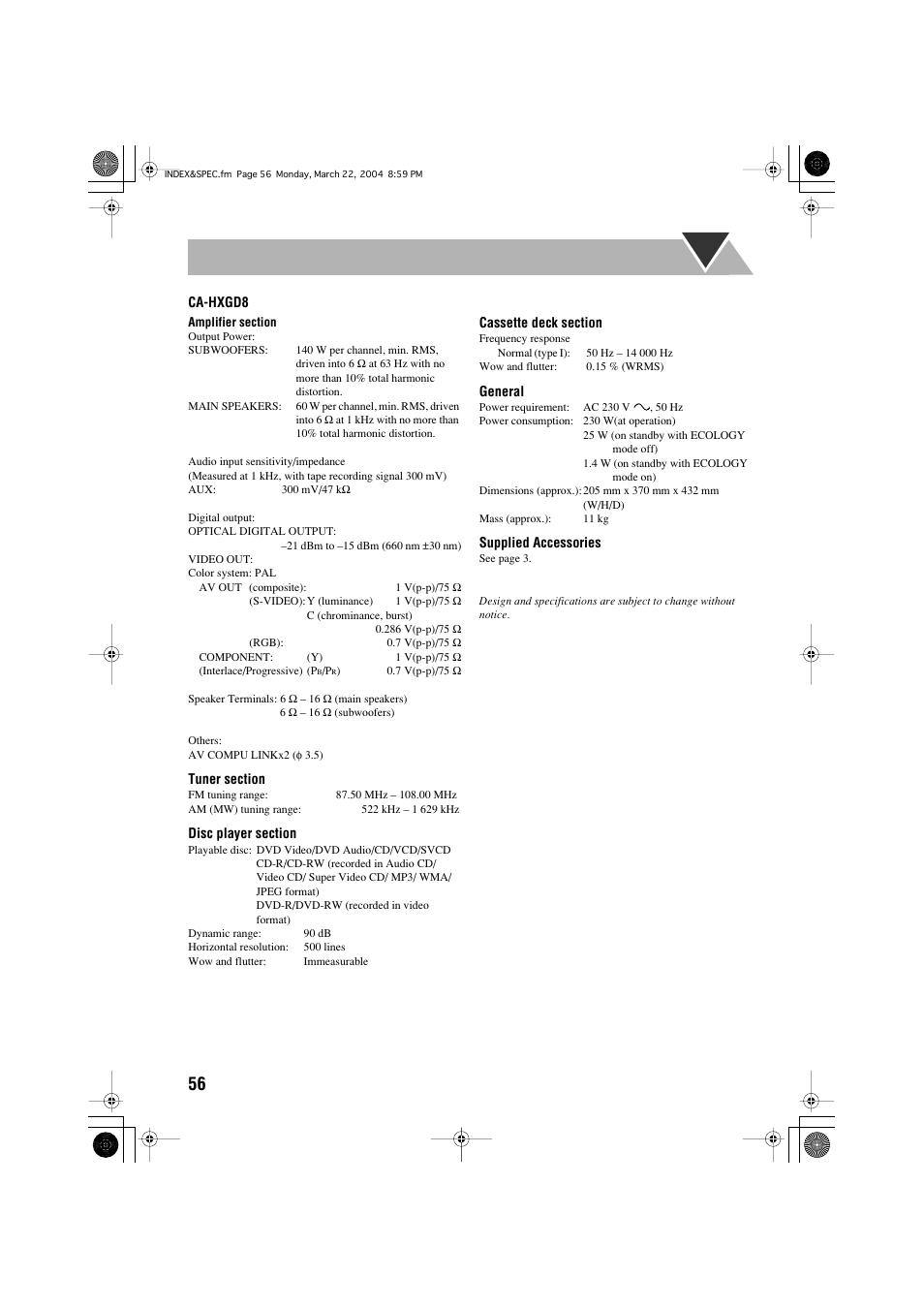 JVC CA-HXGD8 User Manual | Page 58 / 60