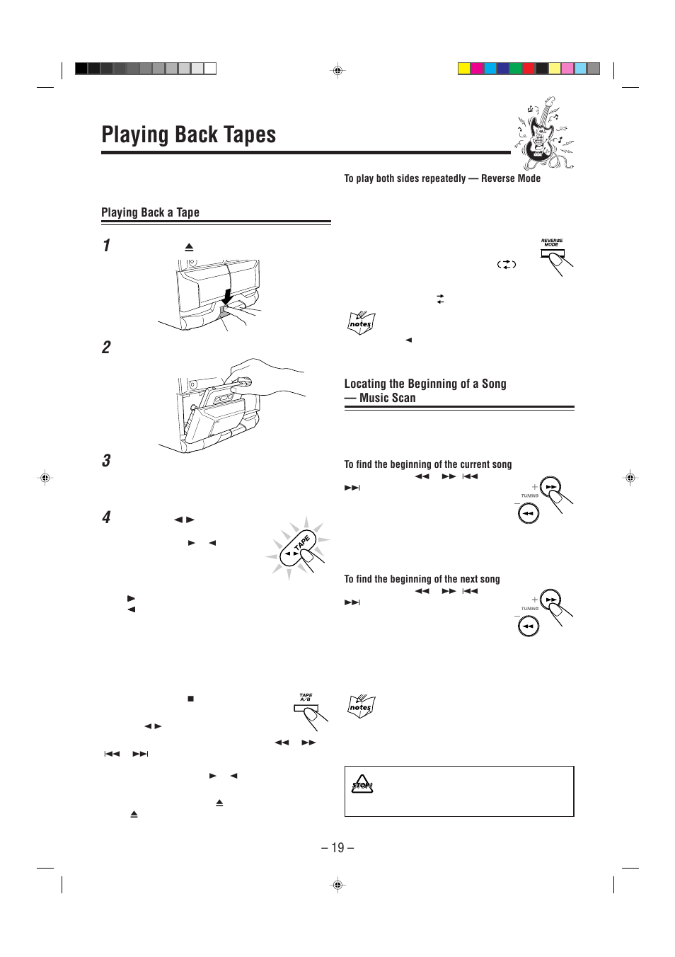 Playing back tapes | JVC CA-MXGT91R User Manual | Page 22 / 43