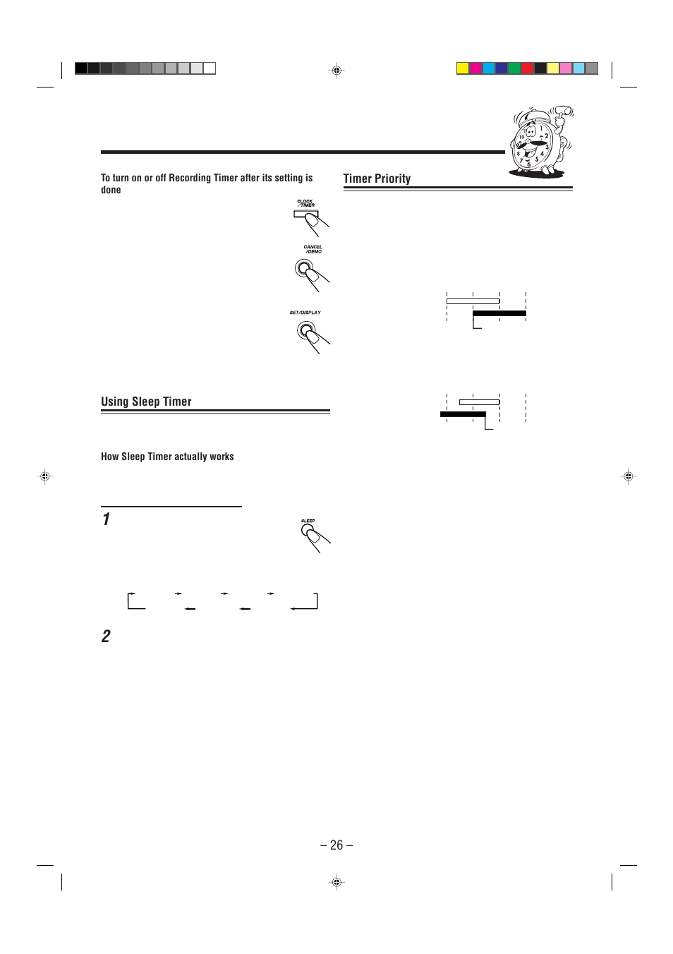 Timer priority, Using sleep timer | JVC CA-MXGT91R User Manual | Page 29 / 43