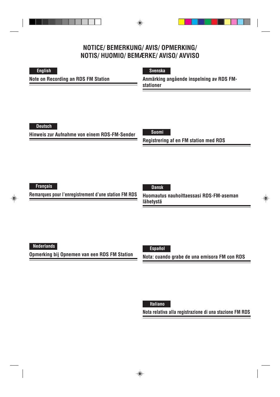 Note on recording an rds fm station | JVC CA-MXGT91R User Manual | Page 36 / 43