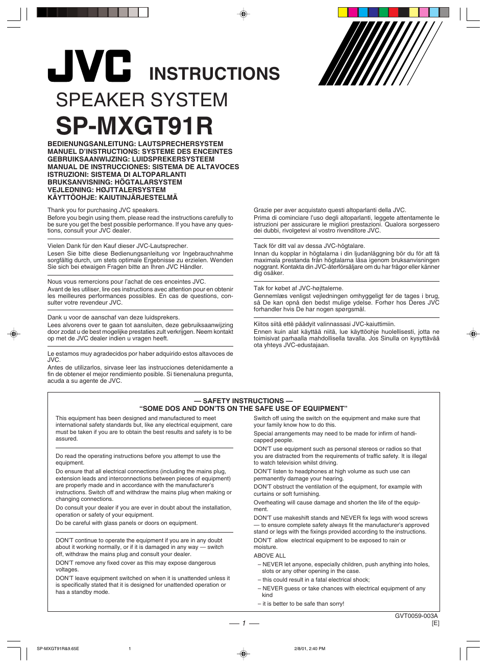 Sp-mxgt91r, Top cover, Speaker system | Instructions | JVC CA-MXGT91R User Manual | Page 38 / 43