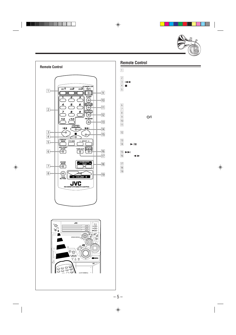 Remote control | JVC CA-MXGT91R User Manual | Page 8 / 43