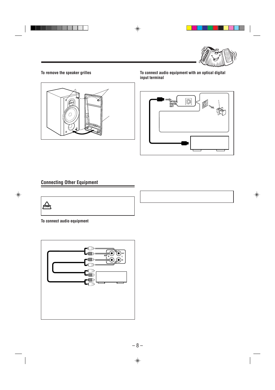 Now, you can plug the ac power cord, Connecting other equipment | JVC CA-FSP5 User Manual | Page 11 / 28