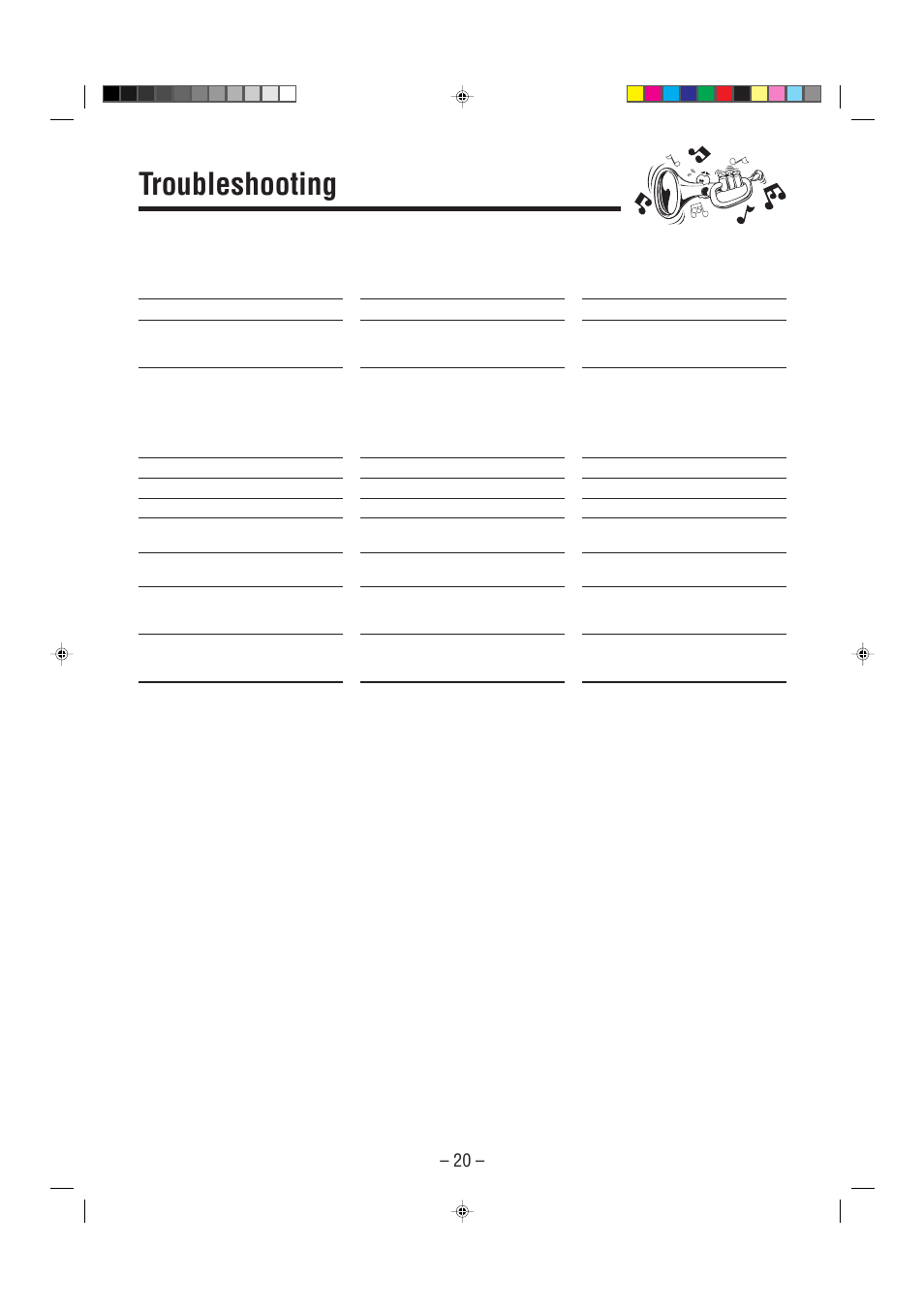 Troubleshooting | JVC CA-FSP5 User Manual | Page 23 / 28