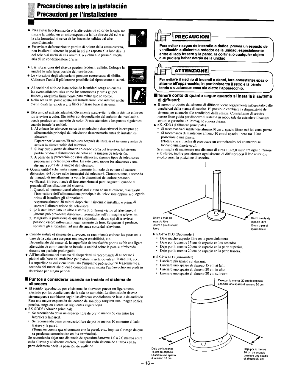 Precaucion, Attenzione | JVC SX-DD3 User Manual | Page 23 / 42