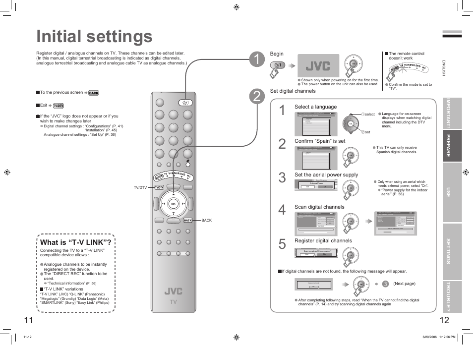 Initial settings, What is “t-v link | JVC DynaPix LT-32DX7SSP User Manual | Page 8 / 31