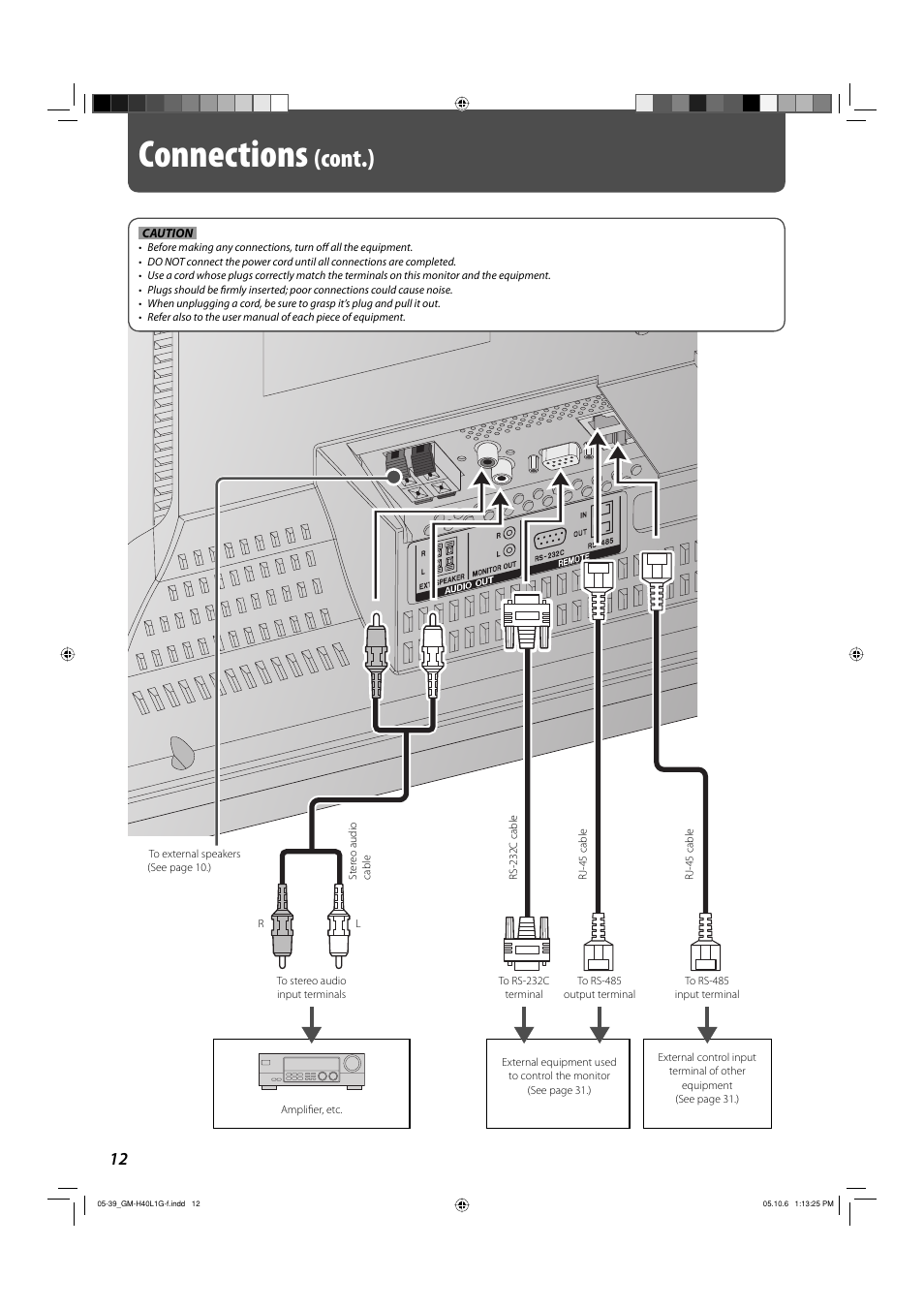 Connections, Cont.) | JVC GM-H40L1G User Manual | Page 12 / 40