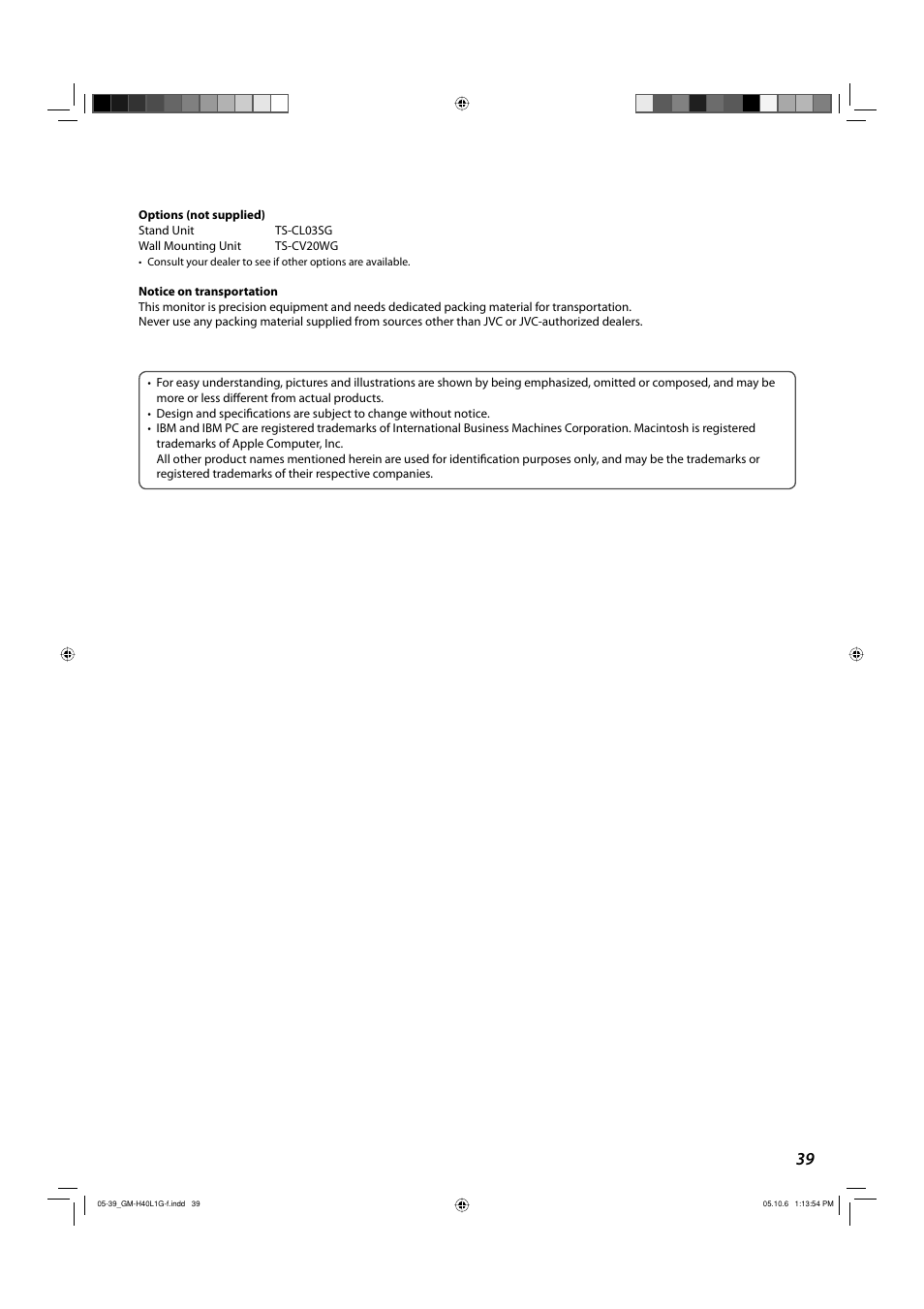 JVC GM-H40L1G User Manual | Page 39 / 40