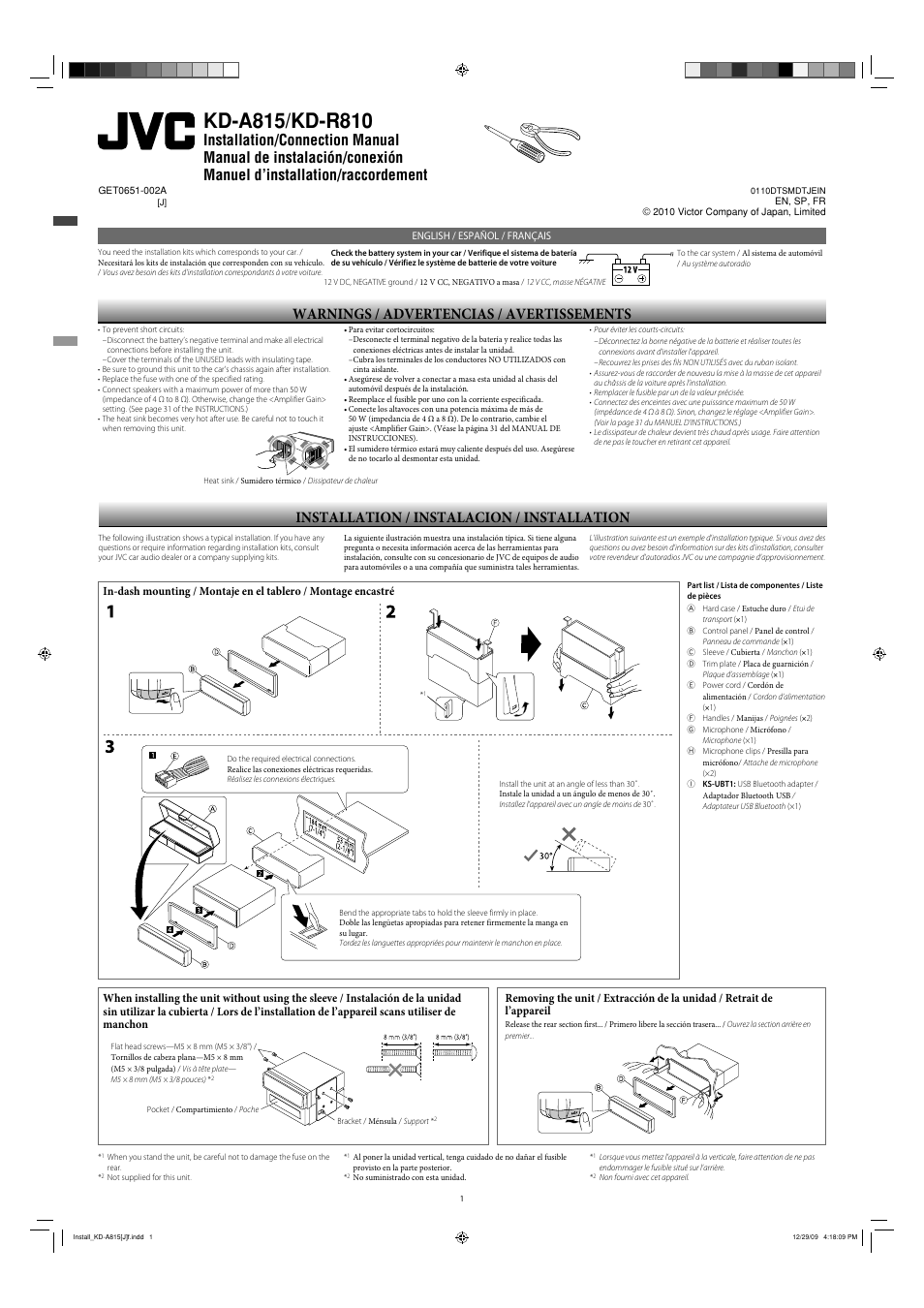 JVC GET0651-002A User Manual | 4 pages