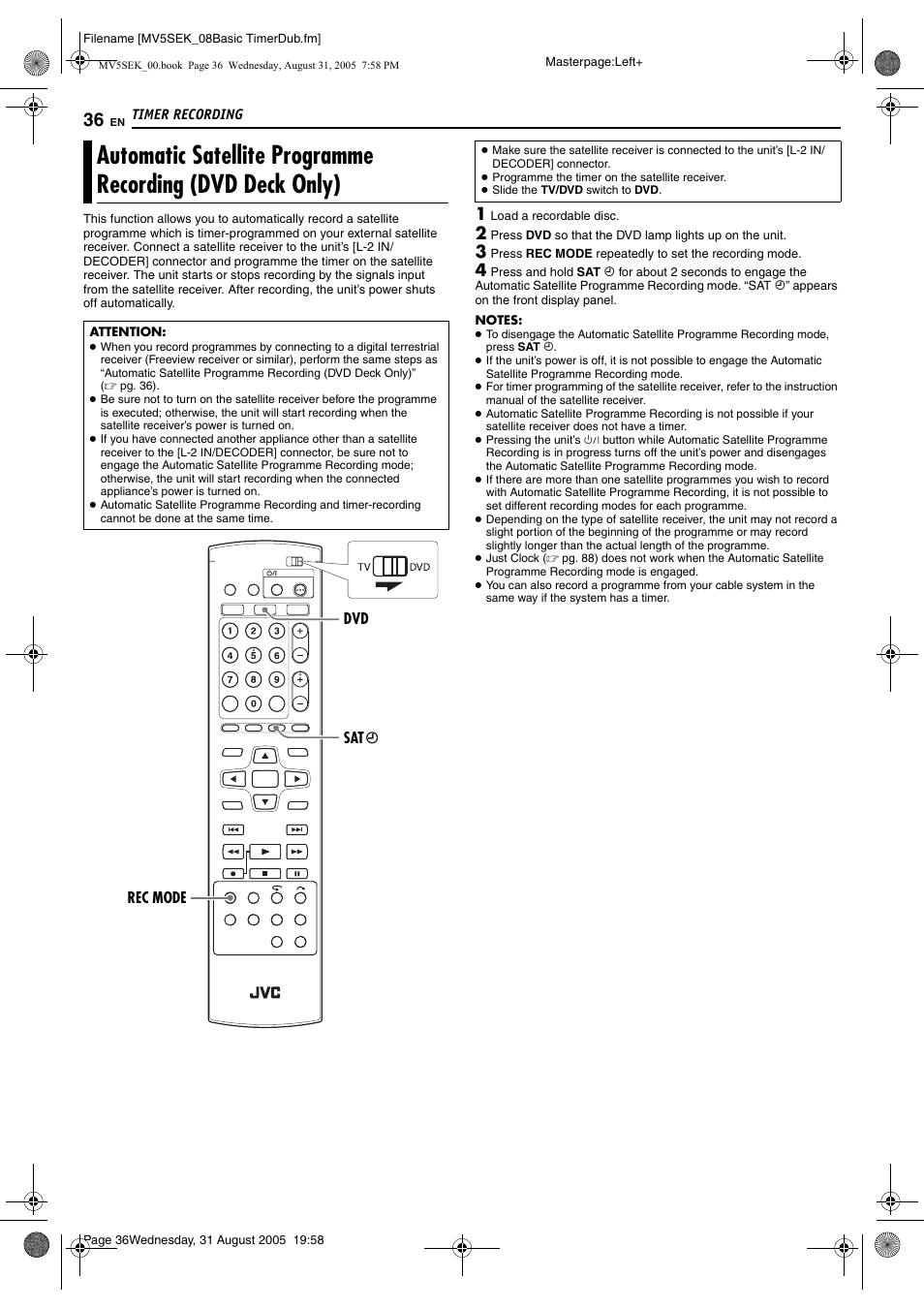 Mode, Pg. 36), Pg. 36 | JVC DR-MV5BEK User Manual | Page 36 / 100