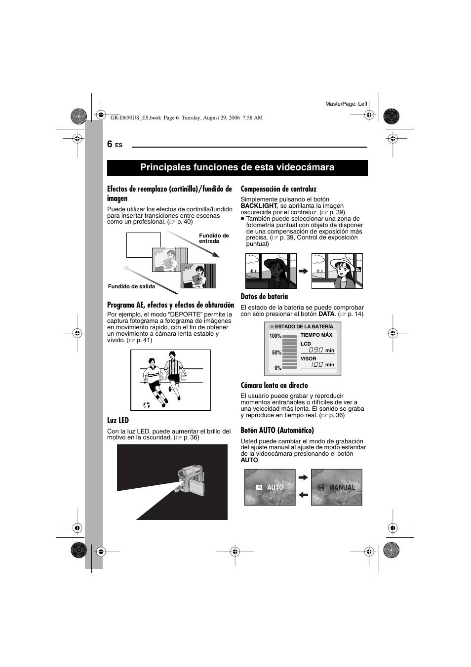 Principales funciones de esta videocámara | JVC GR-D650U User Manual | Page 62 / 112