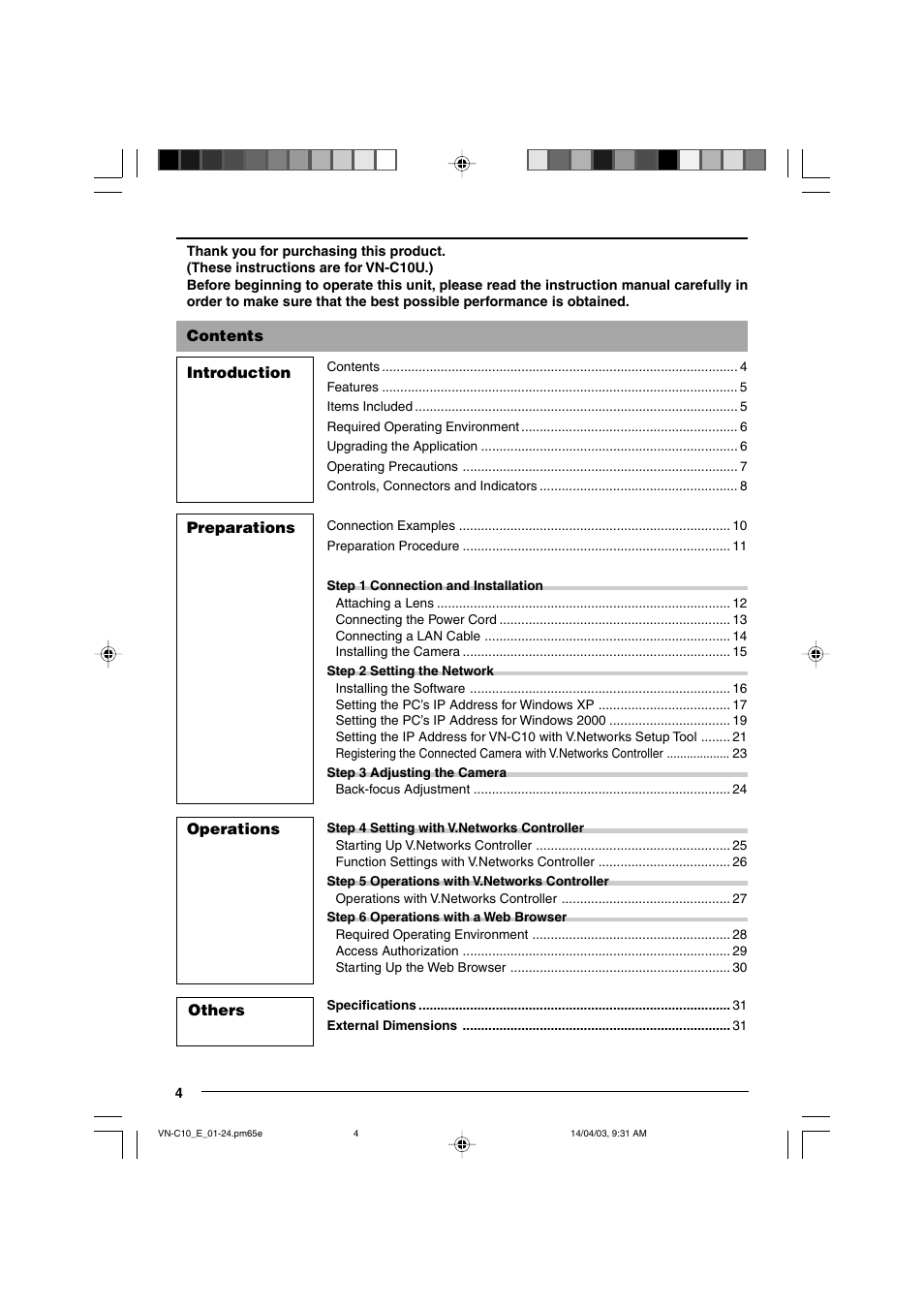 JVC VN-C10 User Manual | Page 4 / 32