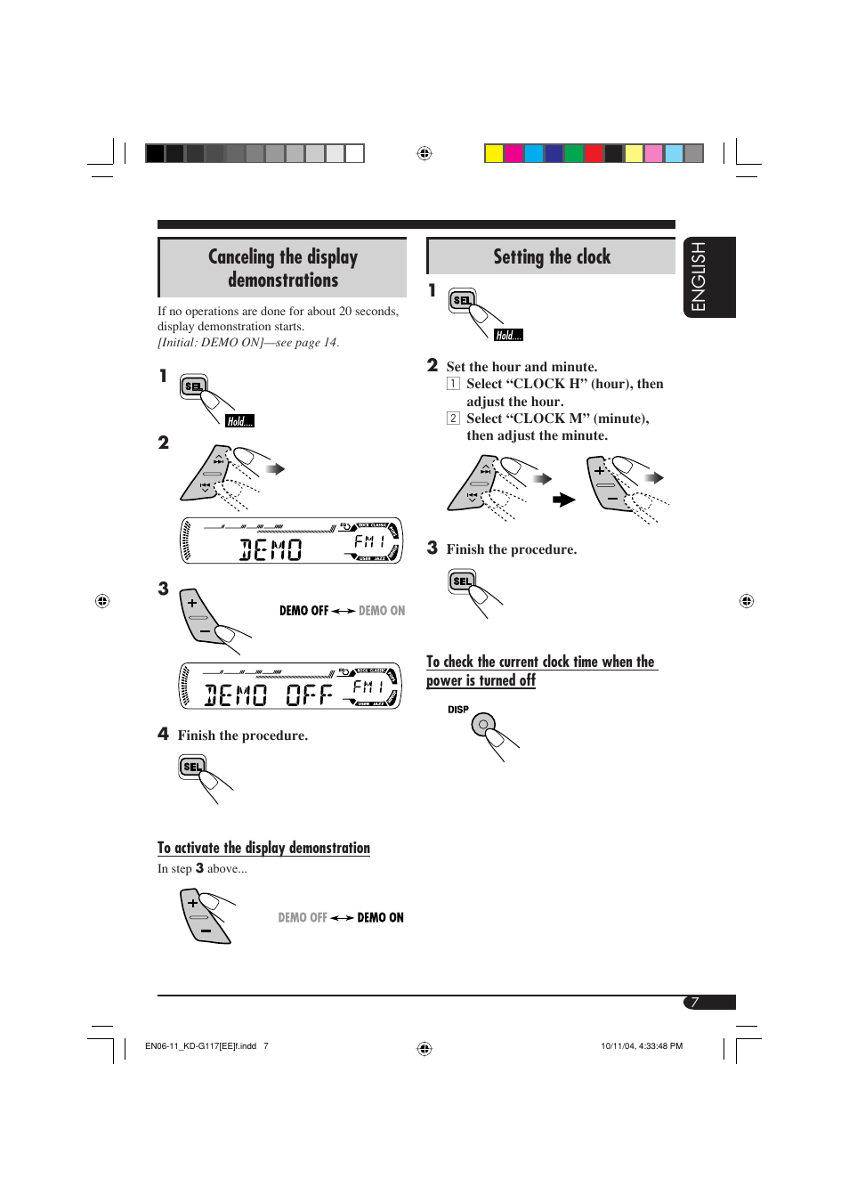 Canceling the display demonstrations, Setting the clock | JVC GET0253-003A User Manual | Page 53 / 68