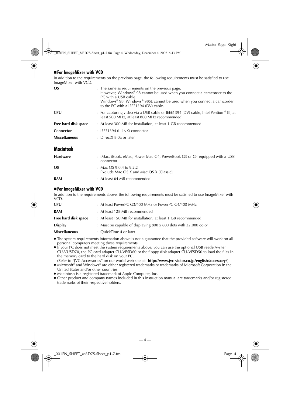 Macintosh | JVC LYT1085-001A User Manual | Page 4 / 16