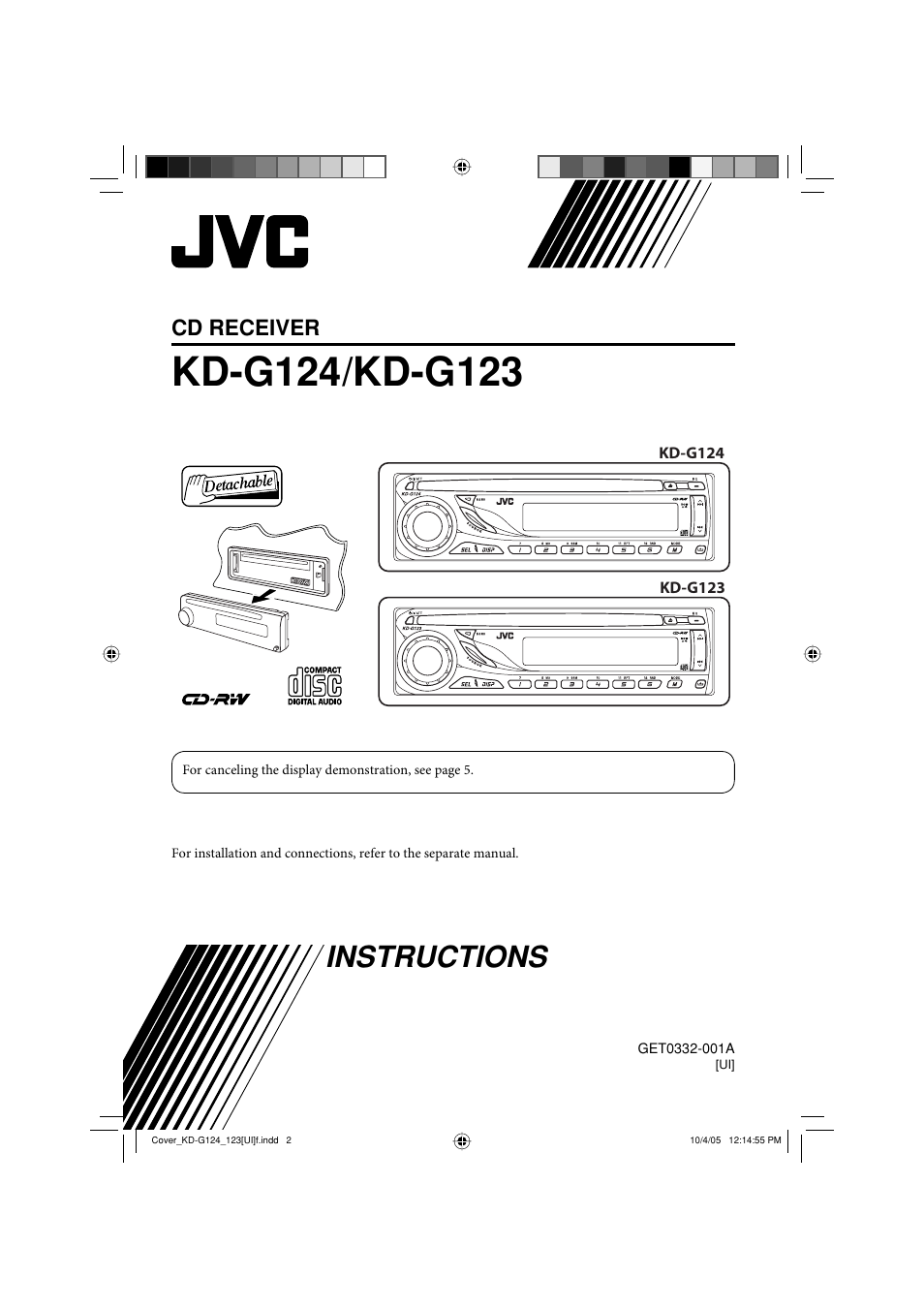 Kd-g124/kd-g123, Instructions, Cd receiver | JVC KD-G120 User Manual | Page 19 / 74