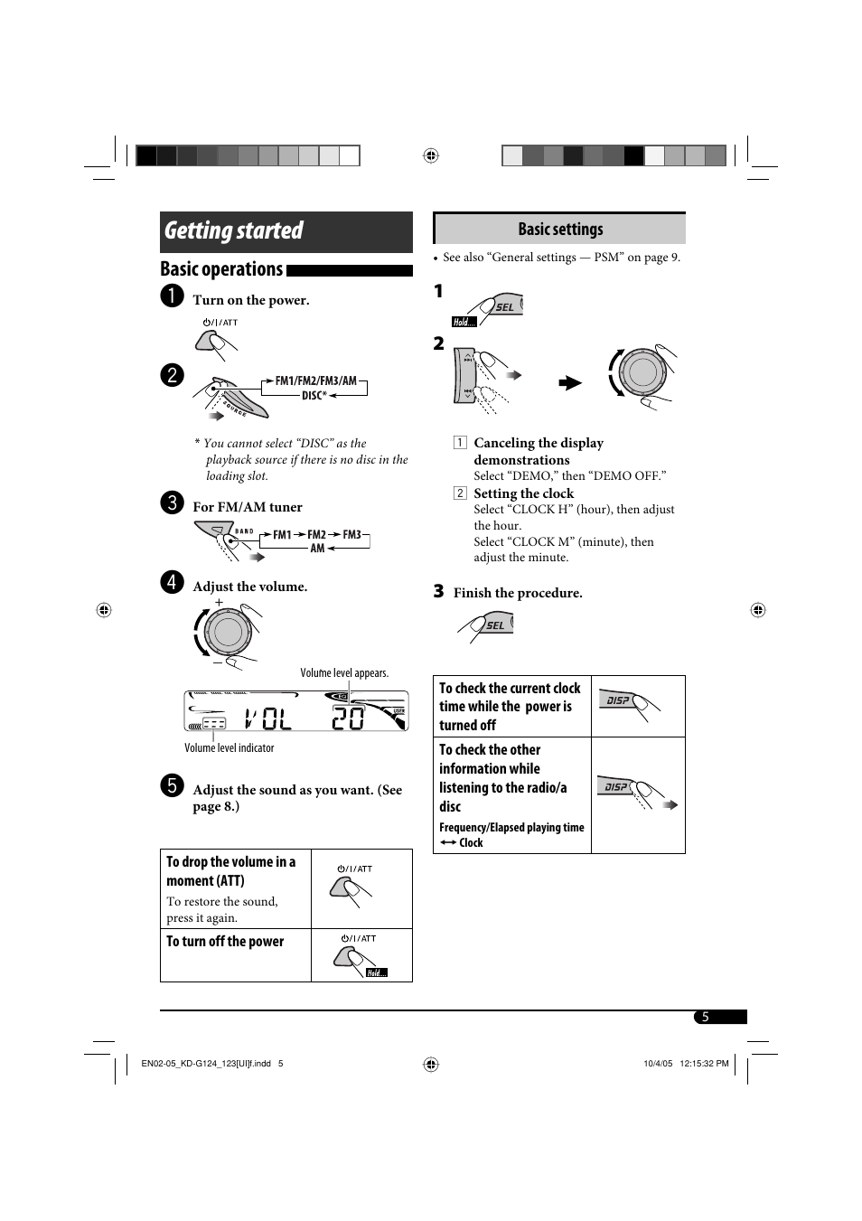 Getting started, Basic operations | JVC KD-G120 User Manual | Page 23 / 74