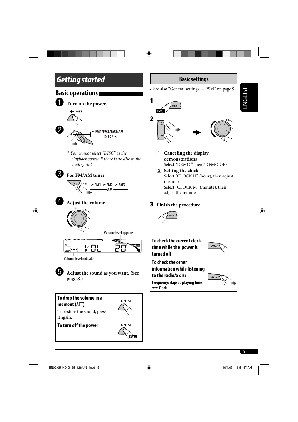Getting started, Basic operations | JVC KD-G120 User Manual | Page 39 / 74