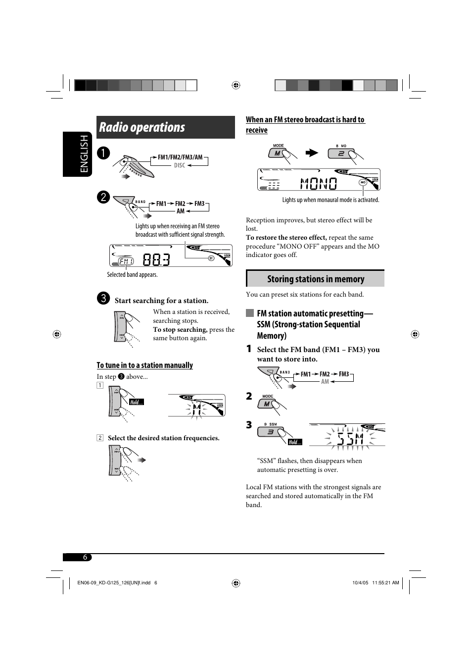 Radio operations, Radio operations ~ ÿ | JVC KD-G120 User Manual | Page 40 / 74