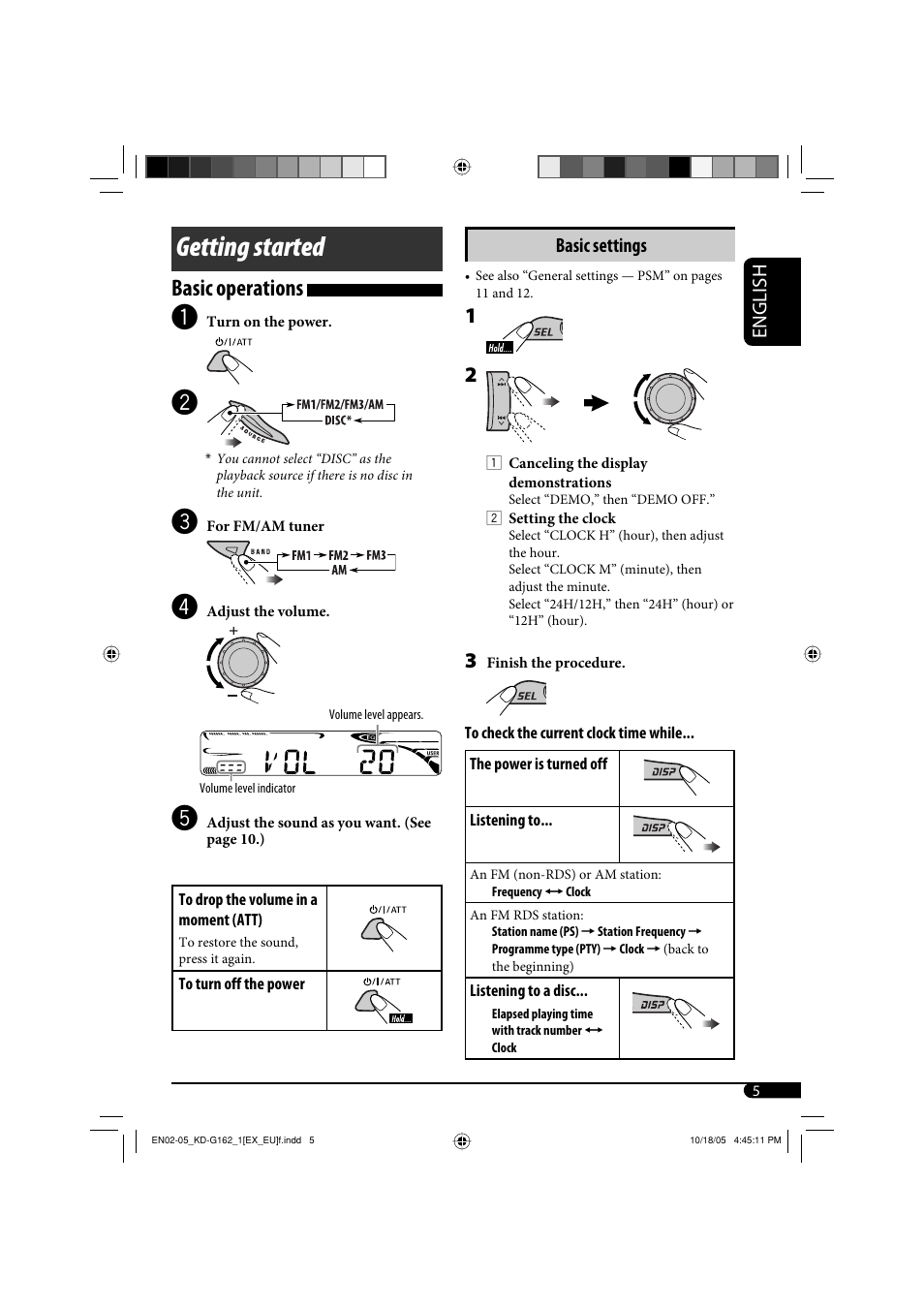 Getting started, Basic operations | JVC KD-G120 User Manual | Page 57 / 74