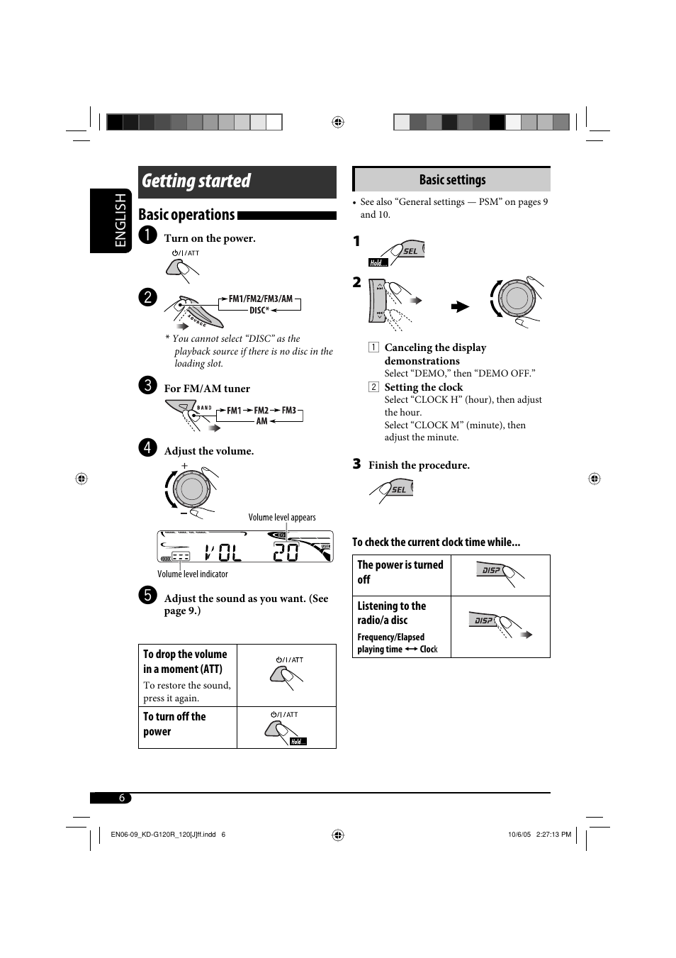 Getting started, Basic operations | JVC KD-G120 User Manual | Page 6 / 74