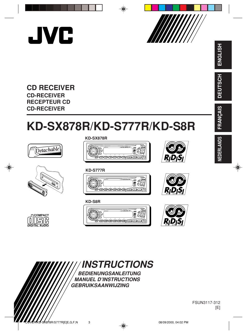 JVC FSUN3117-312 KD-S8R User Manual | 46 pages