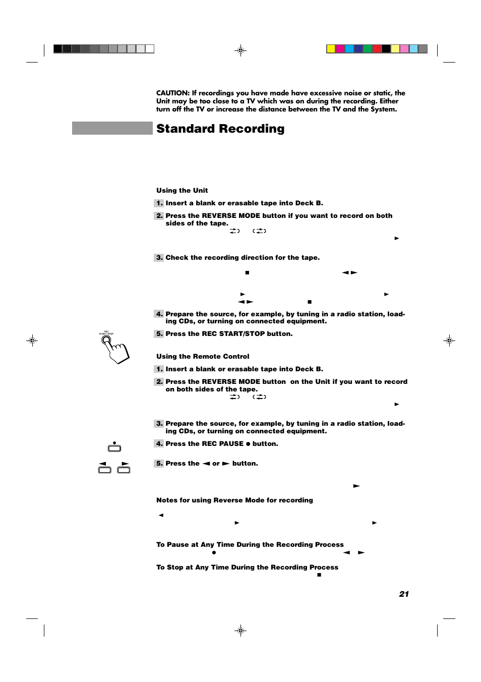 Standard recording | JVC MX-D302T User Manual | Page 23 / 32