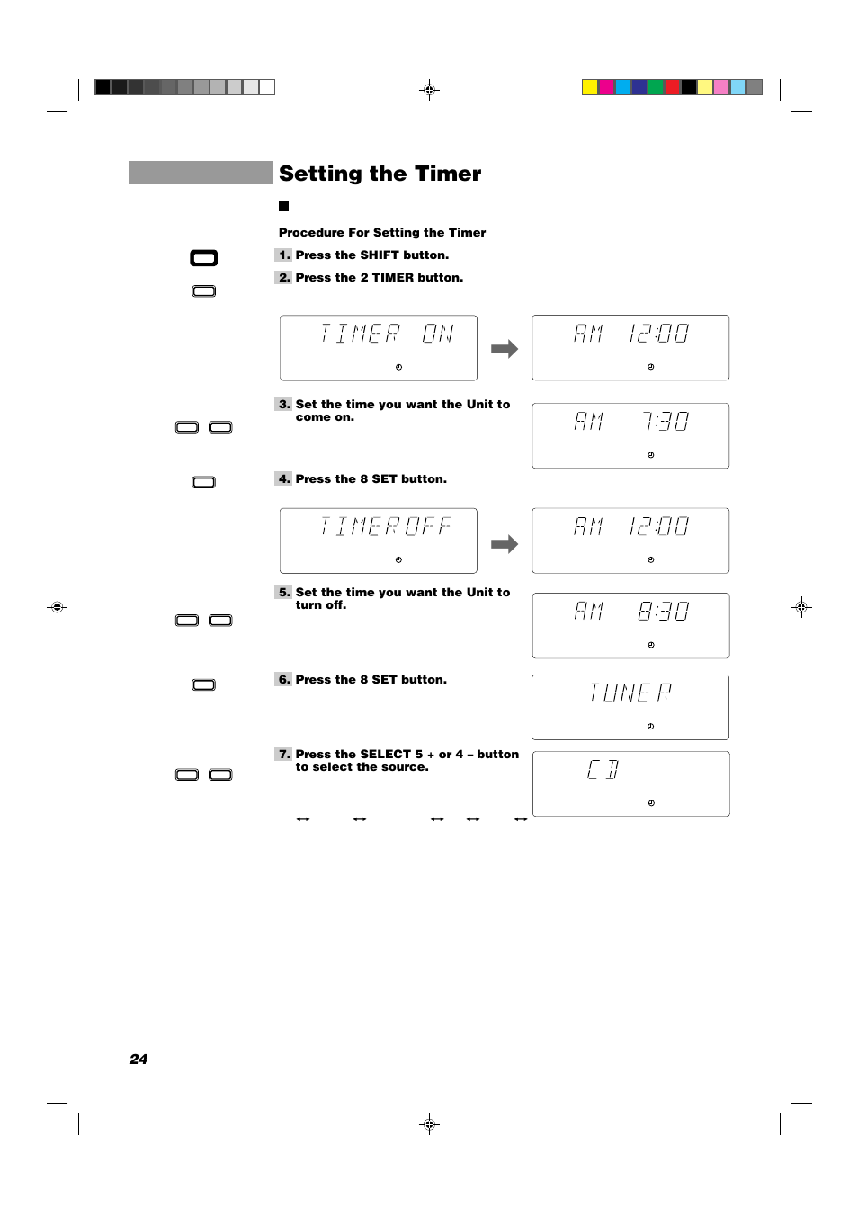 Setting the timer | JVC MX-D302T User Manual | Page 26 / 32