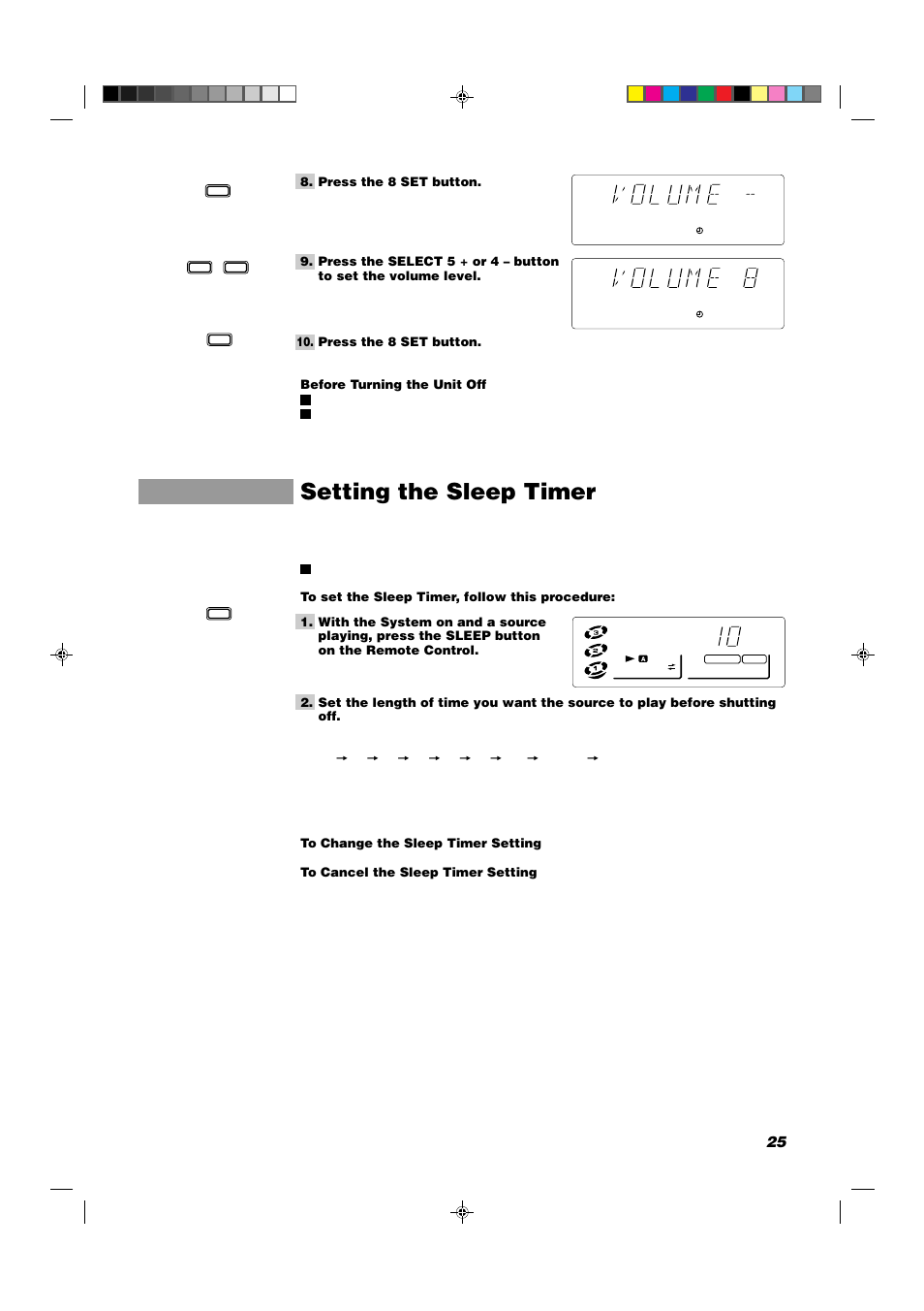 Setting the sleep timer | JVC MX-D302T User Manual | Page 27 / 32