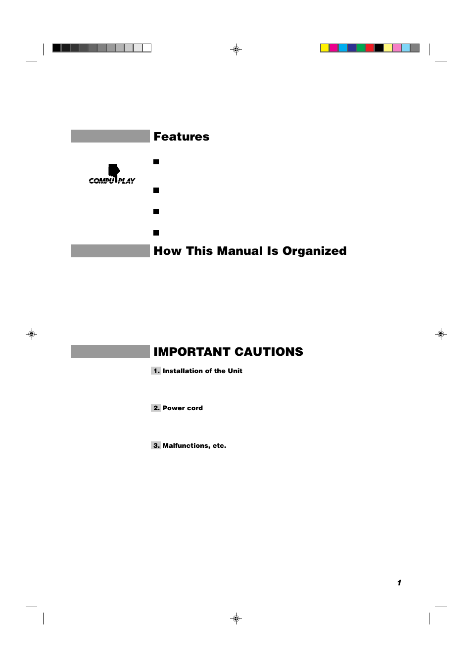 Features, How this manual is organized, Important cautions | JVC MX-D302T User Manual | Page 3 / 32