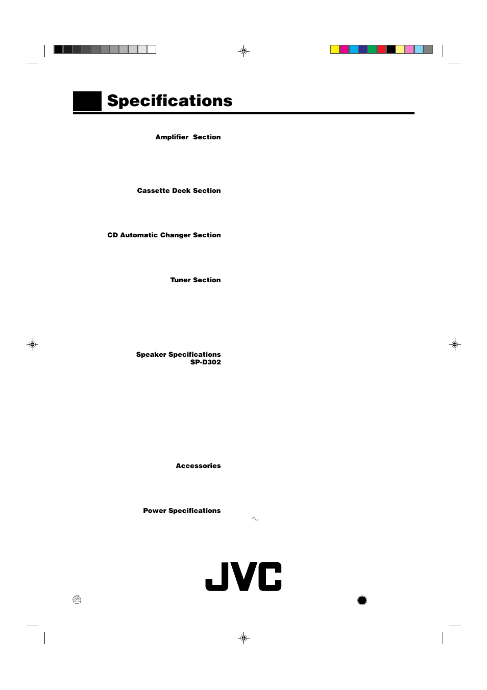 Specifications | JVC MX-D302T User Manual | Page 32 / 32