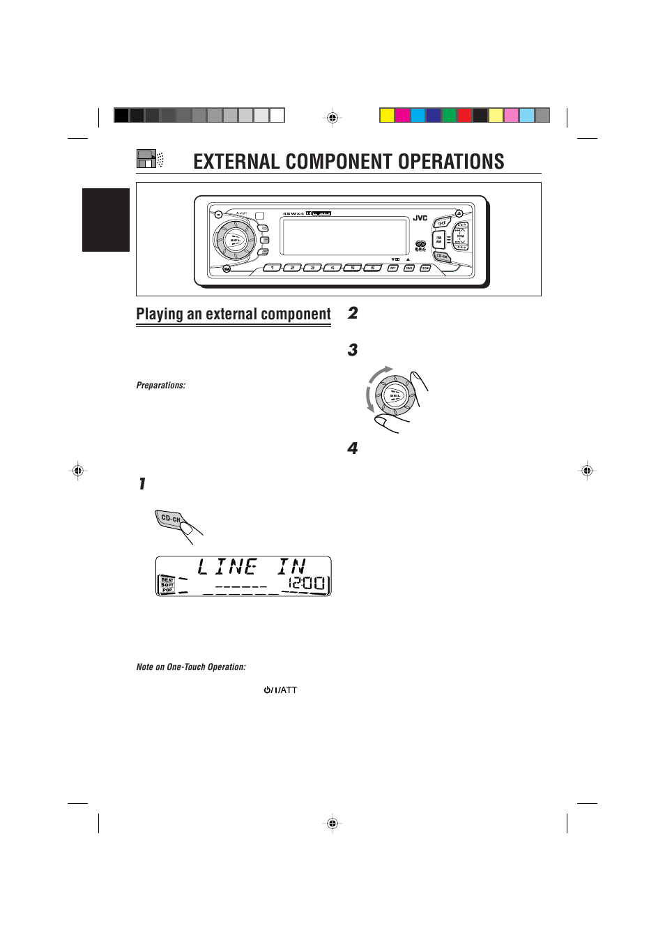 External component oprations, External component operations, Playing an external component | English | JVC KS-FX822R EN User Manual | Page 28 / 40