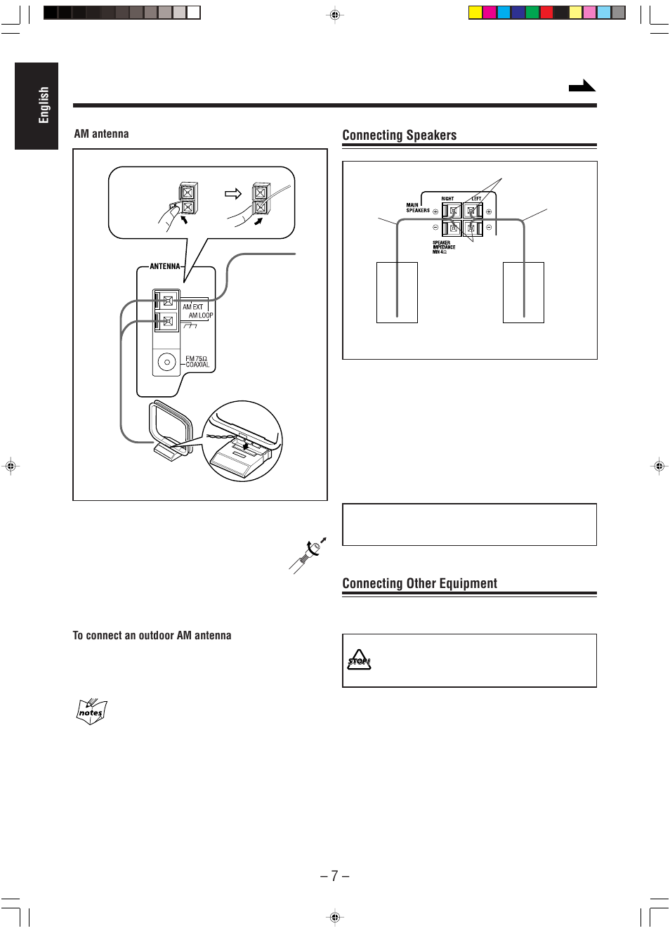 Connecting speakers, Connecting other equipment | JVC A-UXP38V User Manual | Page 10 / 30