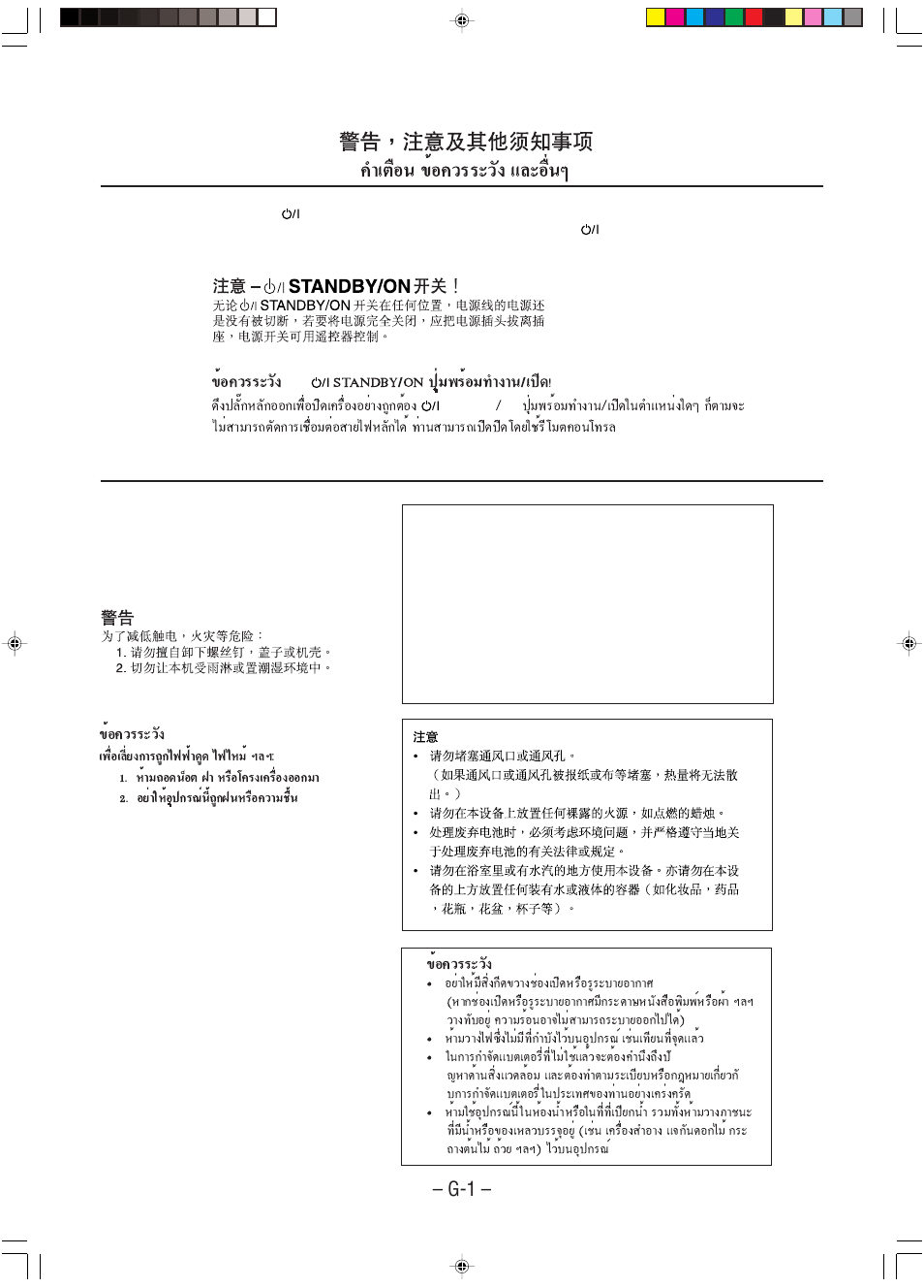 Warnings, cautions and others, Μ◊хπ ¢их§«√√–«—я ·≈–х◊лπк, Standby/on ªял¡ж√их¡∑”я“π/‡ª | Их§«√√–«—я | JVC A-UXP38V User Manual | Page 2 / 30