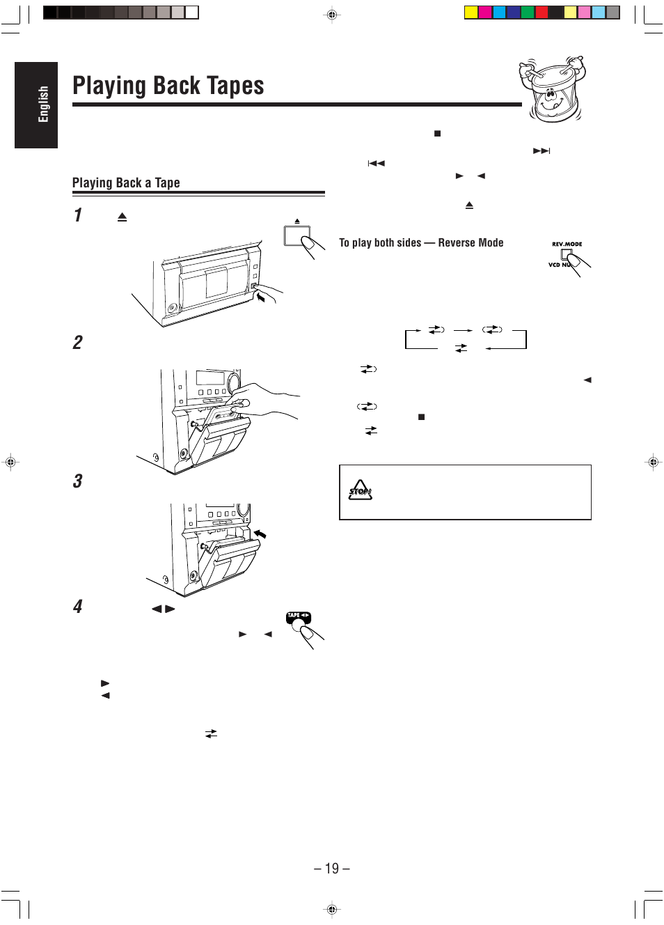 Playing back tapes | JVC A-UXP38V User Manual | Page 22 / 30