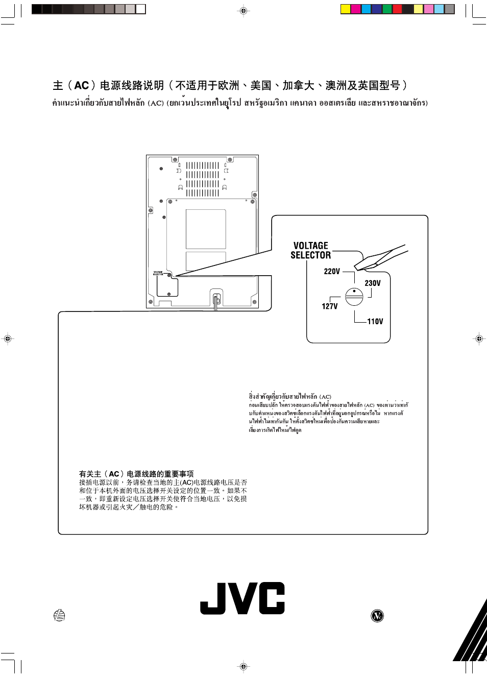 Back cover, Ля ”§—≠‡°’л¬«°—∫ “¬‰ша≈—° (ac) | JVC A-UXP38V User Manual | Page 30 / 30