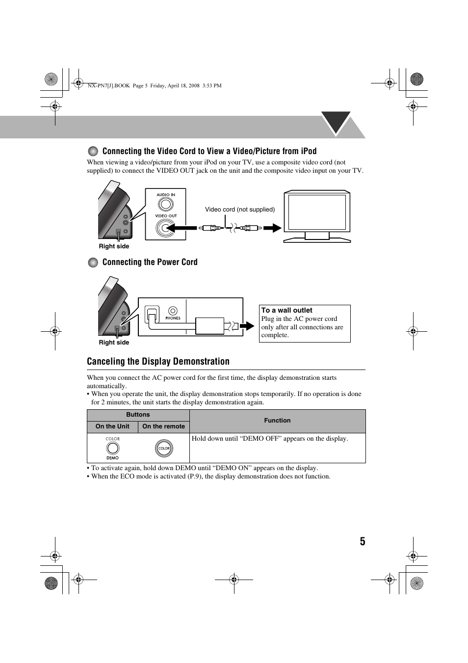 Canceling the display demonstration | JVC NX-PN7 User Manual | Page 9 / 29