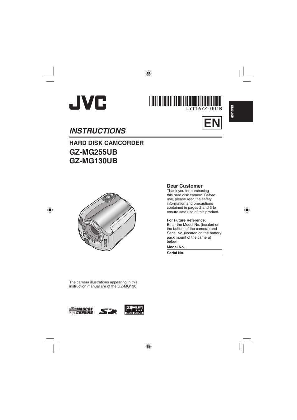 JVC Everio GZ-MG255U User Manual | 60 pages
